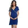 image:imageWiWi Soft Viscose from Bamboo 3 in 1 MaternityDeliveryNursing Labor Nightgowns Breastfeeding Sleep Shirt Gowns SXXLAblue Depth