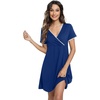 image:imageWiWi Soft Viscose from Bamboo 3 in 1 MaternityDeliveryNursing Labor Nightgowns Breastfeeding Sleep Shirt Gowns SXXLAblue Depth