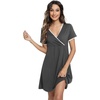 image:imageWiWi Soft Viscose from Bamboo 3 in 1 MaternityDeliveryNursing Labor Nightgowns Breastfeeding Sleep Shirt Gowns SXXLAcharcoal