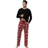 image:imageWiWi Super Soft Cooling Pajamas for Men Viscose Bamboo Long Sleeve Pj Set Crew Neck Loungewear with Pockets SXXLAblackchristmas Elk on Red