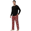 image:imageWiWi Super Soft Cooling Pajamas for Men Viscose Bamboo Long Sleeve Pj Set Crew Neck Loungewear with Pockets SXXLAblackchristmas Elk on Red