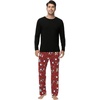 image:imageWiWi Super Soft Cooling Pajamas for Men Viscose Bamboo Long Sleeve Pj Set Crew Neck Loungewear with Pockets SXXLAblackchristmas Elk on Red