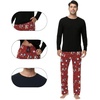 image:imageWiWi Super Soft Cooling Pajamas for Men Viscose Bamboo Long Sleeve Pj Set Crew Neck Loungewear with Pockets SXXLAblackchristmas Elk on Red