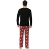 image:imageWiWi Super Soft Cooling Pajamas for Men Viscose Bamboo Long Sleeve Pj Set Crew Neck Loungewear with Pockets SXXLAblackchristmas Elk on Red