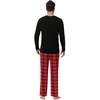 image:imageWiWi Super Soft Cooling Pajamas for Men Viscose Bamboo Long Sleeve Pj Set Crew Neck Loungewear with Pockets SXXLAblackred Plaid