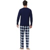 image:imageWiWi Super Soft Cooling Pajamas for Men Viscose Bamboo Long Sleeve Pj Set Crew Neck Loungewear with Pockets SXXLAnavynavyGreen Stripe Plaid