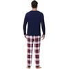 image:imageWiWi Super Soft Cooling Pajamas for Men Viscose Bamboo Long Sleeve Pj Set Crew Neck Loungewear with Pockets SXXLAnavynavyRed Plaid