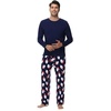 image:imageWiWi Super Soft Cooling Pajamas for Men Viscose Bamboo Long Sleeve Pj Set Crew Neck Loungewear with Pockets SXXLAnavysanta Claus on Navy