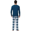 image:imageWiWi Super Soft Cooling Pajamas for Men Viscose Bamboo Long Sleeve Pj Set Crew Neck Loungewear with Pockets SXXLApeacock BluenavyGreen Plaid