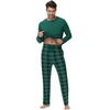 image:imageWiWi Super Soft Cooling Pajamas for Men Viscose Bamboo Long Sleeve Pj Set Crew Neck Loungewear with Pockets SXXLApine Greengreen Plaid