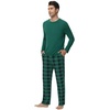 image:imageWiWi Super Soft Cooling Pajamas for Men Viscose Bamboo Long Sleeve Pj Set Crew Neck Loungewear with Pockets SXXLApine Greengreen Plaid
