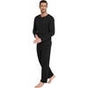 image:imageWiWi Super Soft Cooling Pajamas for Men Viscose Bamboo Long Sleeve Pj Set Crew Neck Loungewear with Pockets SXXLCblack