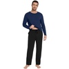 image:imageWiWi Super Soft Cooling Pajamas for Men Viscose Bamboo Long Sleeve Pj Set Crew Neck Loungewear with Pockets SXXLCdark Blueblack
