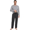 image:imageWiWi Super Soft Cooling Pajamas for Men Viscose Bamboo Long Sleeve Pj Set Crew Neck Loungewear with Pockets SXXLCheather Greycharcoal Heather