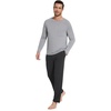image:imageWiWi Super Soft Cooling Pajamas for Men Viscose Bamboo Long Sleeve Pj Set Crew Neck Loungewear with Pockets SXXLCheather Greycharcoal Heather