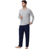 image:imageWiWi Super Soft Cooling Pajamas for Men Viscose Bamboo Long Sleeve Pj Set Crew Neck Loungewear with Pockets SXXLClight Heather Greynavy