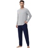 image:imageWiWi Super Soft Cooling Pajamas for Men Viscose Bamboo Long Sleeve Pj Set Crew Neck Loungewear with Pockets SXXLClight Heather Greynavy