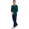 image:imageWiWi Super Soft Cooling Pajamas for Men Viscose Bamboo Long Sleeve Pj Set Crew Neck Loungewear with Pockets SXXLCpeacock Greennavy