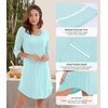 image:imageWiWi Super Soft Nightgowns for Women 34 Sleeve Cooling Nightshirts Sleepwear Bamboo Viscose Dress S4XAaqua
