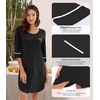 image:imageWiWi Super Soft Nightgowns for Women 34 Sleeve Cooling Nightshirts Sleepwear Bamboo Viscose Dress S4XAblack