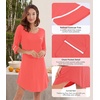 image:imageWiWi Super Soft Nightgowns for Women 34 Sleeve Cooling Nightshirts Sleepwear Bamboo Viscose Dress S4XAcoral