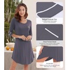 image:imageWiWi Super Soft Nightgowns for Women 34 Sleeve Cooling Nightshirts Sleepwear Bamboo Viscose Dress S4XAdark Grey