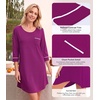 image:imageWiWi Super Soft Nightgowns for Women 34 Sleeve Cooling Nightshirts Sleepwear Bamboo Viscose Dress S4XAdark Reddish Purple