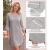 image:imageWiWi Super Soft Nightgowns for Women 34 Sleeve Cooling Nightshirts Sleepwear Bamboo Viscose Dress S4XAheather Grey