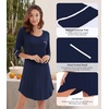 image:imageWiWi Super Soft Nightgowns for Women 34 Sleeve Cooling Nightshirts Sleepwear Bamboo Viscose Dress S4XAnavy