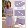 image:imageWiWi Super Soft Nightgowns for Women 34 Sleeve Cooling Nightshirts Sleepwear Bamboo Viscose Dress S4XAviolet