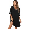 image:imageWiWi Super Soft Nightgowns for Women 34 Sleeve Cooling Nightshirts Sleepwear Bamboo Viscose Dress S4XBblackDark Heather Grey