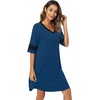 image:imageWiWi Super Soft Nightgowns for Women 34 Sleeve Cooling Nightshirts Sleepwear Bamboo Viscose Dress S4XBink BlueBlack
