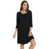 image:imageWiWi Super Soft Nightgowns for Women 34 Sleeve Cooling Nightshirts Sleepwear Bamboo Viscose Dress S4XDblack