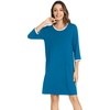 image:imageWiWi Super Soft Nightgowns for Women 34 Sleeve Cooling Nightshirts Sleepwear Bamboo Viscose Dress S4XDteal Blue