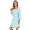 image:imageWiWi Super Soft Nightgowns for Women 34 Sleeve Cooling Nightshirts Sleepwear Bamboo Viscose Dress S4XEaqua