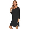 image:imageWiWi Super Soft Nightgowns for Women 34 Sleeve Cooling Nightshirts Sleepwear Bamboo Viscose Dress S4XEblack