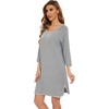 image:imageWiWi Super Soft Nightgowns for Women 34 Sleeve Cooling Nightshirts Sleepwear Bamboo Viscose Dress S4XEheather Grey