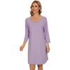 image:imageWiWi Super Soft Nightgowns for Women 34 Sleeve Cooling Nightshirts Sleepwear Bamboo Viscose Dress S4XEviolet