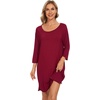 image:imageWiWi Super Soft Nightgowns for Women 34 Sleeve Cooling Nightshirts Sleepwear Bamboo Viscose Dress S4XEwine
