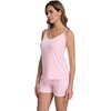 image:imageWiWi Viscose from Bamboo Cami Top Pajama Set for Women Sleeveless Tops with Shorts Pjs Sets SXXLApink