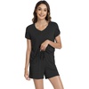 image:imageWiWi Viscose from Bamboo Cami Top Pajama Set for Women Sleeveless Tops with Shorts Pjs Sets SXXLBblack