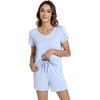 image:imageWiWi Viscose from Bamboo Cami Top Pajama Set for Women Sleeveless Tops with Shorts Pjs Sets SXXLBlight Blue