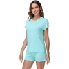 image:imageWiWi Viscose from Bamboo Cami Top Pajama Set for Women Sleeveless Tops with Shorts Pjs Sets SXXLCaqua