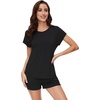 image:imageWiWi Viscose from Bamboo Cami Top Pajama Set for Women Sleeveless Tops with Shorts Pjs Sets SXXLCblack