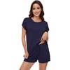 image:imageWiWi Viscose from Bamboo Cami Top Pajama Set for Women Sleeveless Tops with Shorts Pjs Sets SXXLCnavy