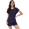 image:imageWiWi Viscose from Bamboo Cami Top Pajama Set for Women Sleeveless Tops with Shorts Pjs Sets SXXLCnavy