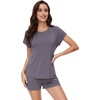 image:imageWiWi Viscose from Bamboo Cami Top Pajama Set for Women Sleeveless Tops with Shorts Pjs Sets SXXLCpurplish Grey