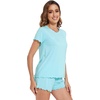 image:imageWiWi Viscose from Bamboo Cami Top Pajama Set for Women Sleeveless Tops with Shorts Pjs Sets SXXLDaqua