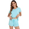 image:imageWiWi Viscose from Bamboo Cami Top Pajama Set for Women Sleeveless Tops with Shorts Pjs Sets SXXLDaqua