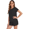 image:imageWiWi Viscose from Bamboo Cami Top Pajama Set for Women Sleeveless Tops with Shorts Pjs Sets SXXLDblack
